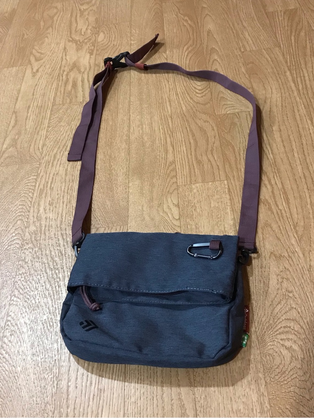 Outdoor Products Gray Maroon Trail Crossbody Bag made from Recycle Bottles
